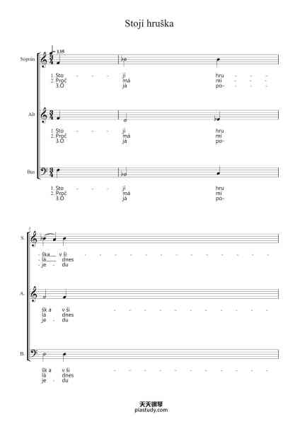 “Stojí hruška”钢琴谱--免费下载-天天钢琴