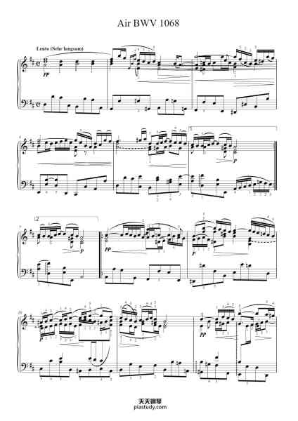 “Air aus der Orchestersuite Nr. 3 in D-Dur, BWV 1068”钢琴谱-Johann Sebastian Bach-免费下载-天天钢琴
