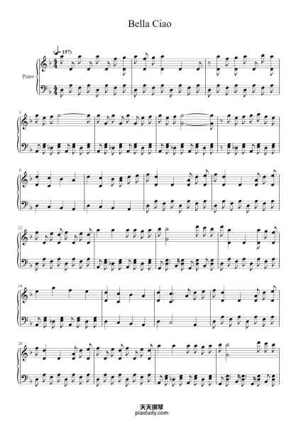 “Bella Ciao”钢琴谱-Misc Traditional-免费下载-天天钢琴
