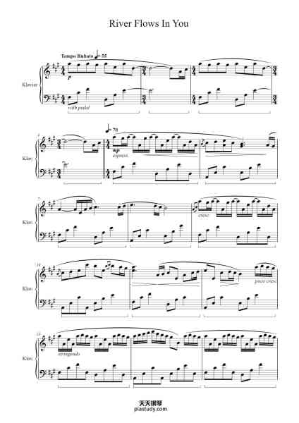 “River Flows In You”钢琴谱-Yiruma-免费下载-天天钢琴