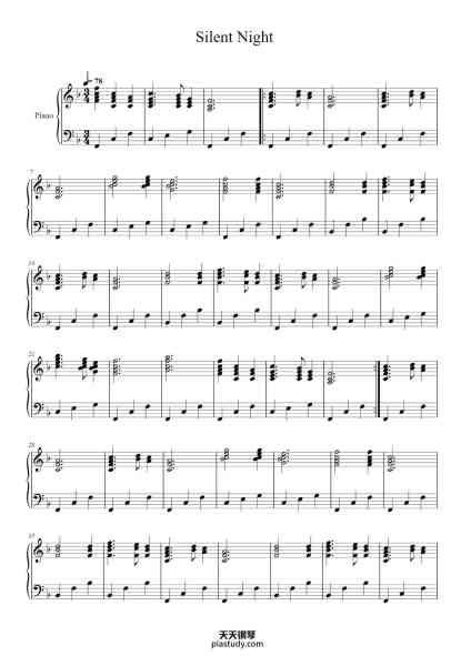 “Silent Night”钢琴谱-Franz Xaver Gruber-免费下载-天天钢琴