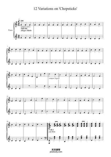 “12 Variations on 'Chopsticks'”钢琴谱-C.Milliken-免费下载-天天钢琴