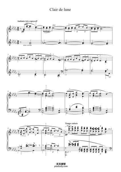 “Suite bergamasque: III. Clair de lune”钢琴谱-Claude Debussy-免费下载-天天钢琴