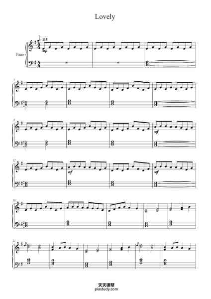 “Lovely”钢琴谱-Arranged by Sophie Joslin-免费下载-天天钢琴