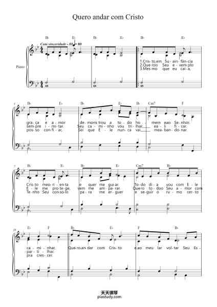 “Quero andar com Cristo”钢琴谱-Stephen P. Schank (Tradução Português: Humberto Kawai)-免费下载-天天钢琴