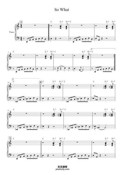 “So What”钢琴谱-Miles Davis-免费下载-天天钢琴
