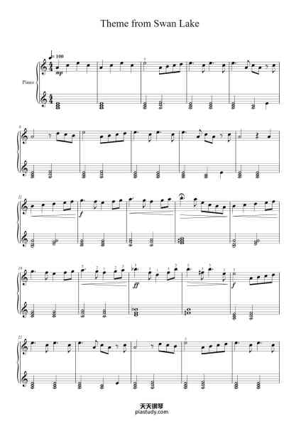 “Swan Lake, Op. 20: Theme”钢琴谱-Thaikovsky-免费下载-天天钢琴
