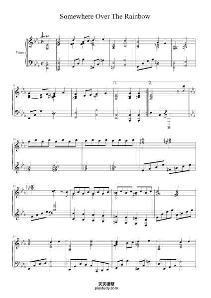 “Somewhere Over The Rainbow”钢琴谱-
Music By Harold Arlen
    Arranged  By S. Sakamoto-免费下载-天天钢琴