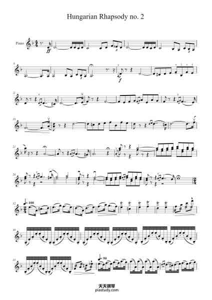 “Hungarian Rhapsody No. 2 in C-sharp Minor, S.244/2”钢琴谱-Franz Liszt arr. by Artken Fontelera-免费下载-天天钢琴