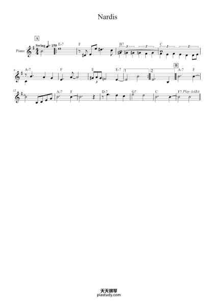 “Nardis”钢琴谱-Miles Davis-免费下载-天天钢琴
