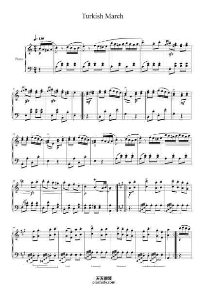 “Rondo alla Turca - from Piano Sonata No. 11 in A Major, K. 331”钢琴谱-
-免费下载-天天钢琴