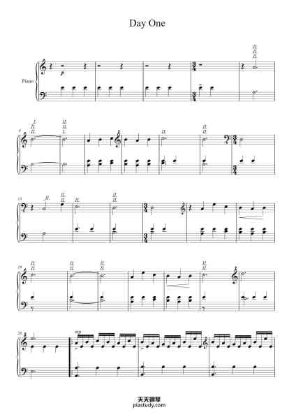 “Day One”钢琴谱-Hans Zimmer-免费下载-天天钢琴