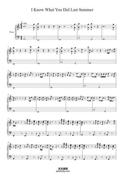 “I Know What You Did Last Summer”钢琴谱-Arr. by Klardemi Adapt. from NPT Music-免费下载-天天钢琴