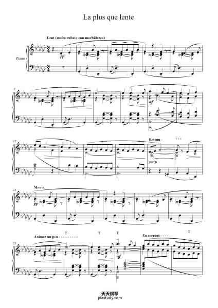 “La plus que lente”钢琴谱-Claude Debussy-免费下载-天天钢琴
