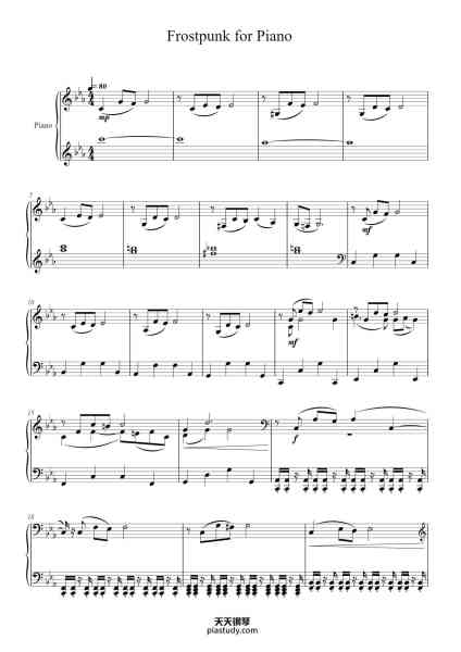 “Frostpunk for Piano”钢琴谱-Arr: Vasilis Siozos-免费下载-天天钢琴