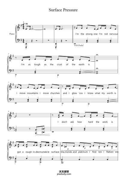 “Surface Pressure”钢琴谱-Lin-Manuel Miranda-免费下载-天天钢琴