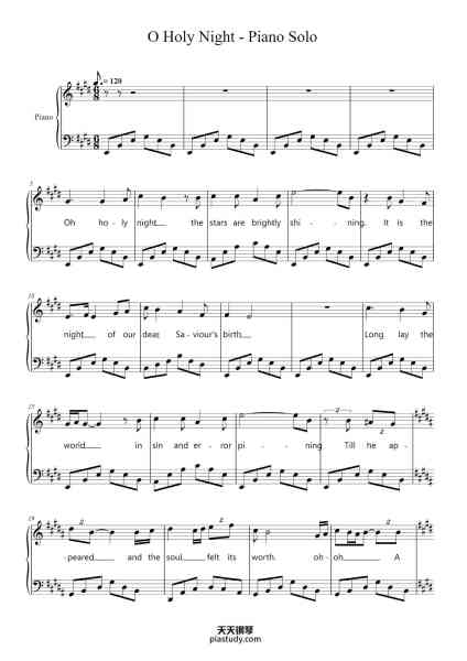 “O Holy Night - Piano Solo”钢琴谱-Misc Traditional-免费下载-天天钢琴