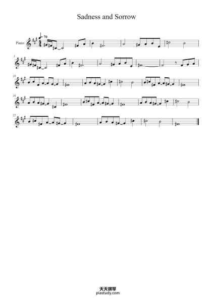 “Sadness and Sorrow”钢琴谱-Toshio Masuda-免费下载-天天钢琴