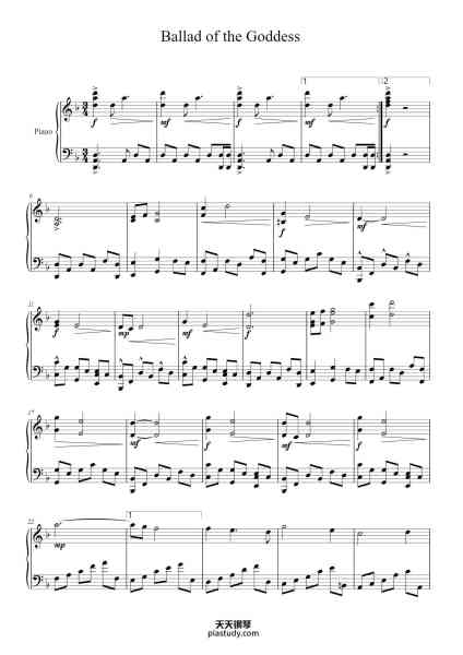 “Ballad of the Goddess”钢琴谱-Koji Kondo-免费下载-天天钢琴