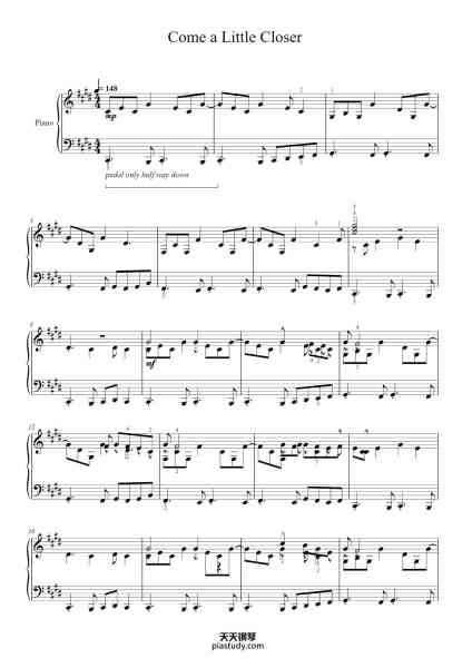“Come a Little Closer”钢琴谱-
 Cage the Elephant                                                                                                                                   by Charlie Ogle
-免费下载-天天钢琴