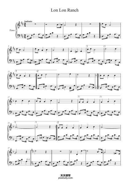 “Lon Lon Ranch”钢琴谱-Koji Kondo-免费下载-天天钢琴