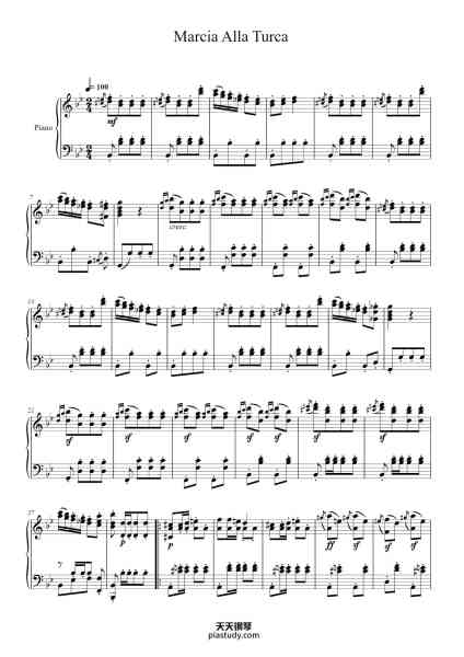 “Marcia alla Turca”钢琴谱-L. van Beethoven (1770-1827)-免费下载-天天钢琴