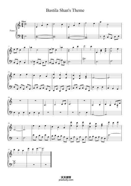 “Bastila Shan's Theme”钢琴谱-Jeremy Soule-免费下载-天天钢琴