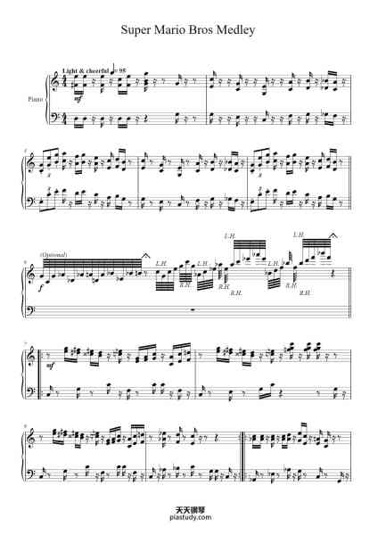 “Super Mario Bros Medley”钢琴谱-Koji Kondo Arr. by Orchestral Officer-免费下载-天天钢琴