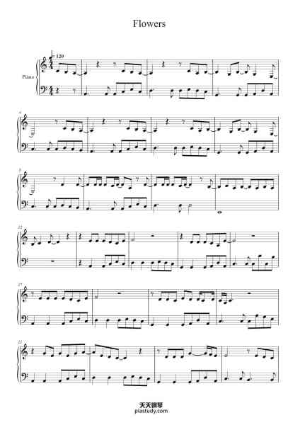 “Flowers”钢琴谱-Wesley Steenbergen-免费下载-天天钢琴