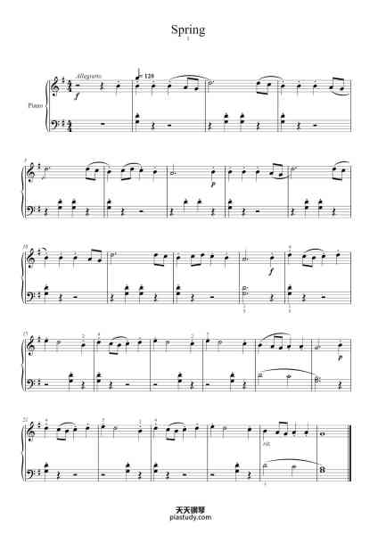 “The Four Seasons - Spring in E Major, RV. 269: I. Allegro”钢琴谱-Antonio Vivaldi-免费下载-天天钢琴