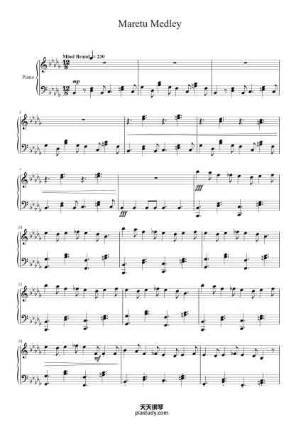 “Maretu Medley”钢琴谱-Maretu (ft. Hatsune Miku) arr. Cailey Cameron-免费下载-天天钢琴