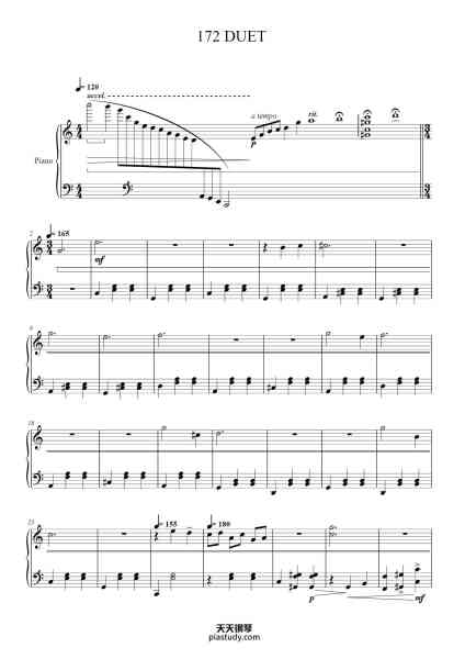“172 DUET (Solo Piano)”钢琴谱-Pedro Silva-免费下载-天天钢琴