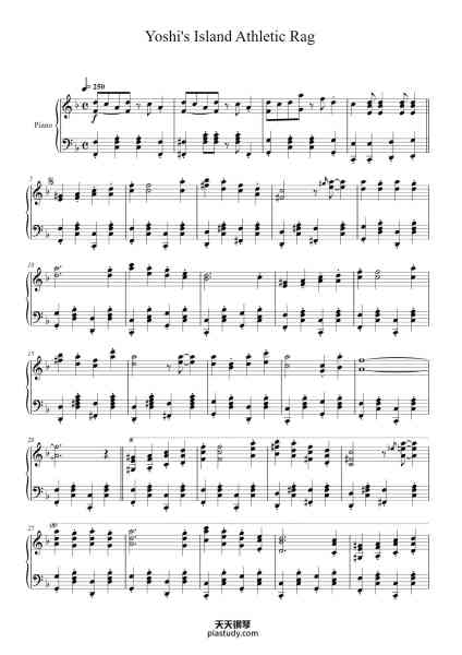 “Yoshi's Island Athletic Rag”钢琴谱-Kogi Kondo Arranged by Daniel Behseresht-免费下载-天天钢琴