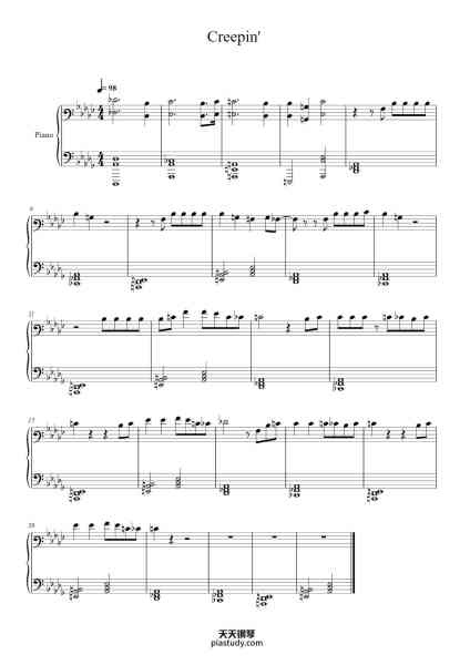 “Creepin'”钢琴谱-Metro Boomin' arr. Griffin Michalak-免费下载-天天钢琴