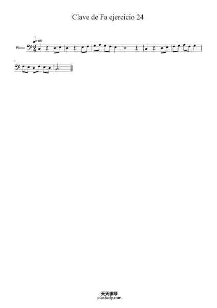 “Clave de Fa ejercicio 24”钢琴谱-Nuevo Lenguaje Musical I-免费下载-天天钢琴