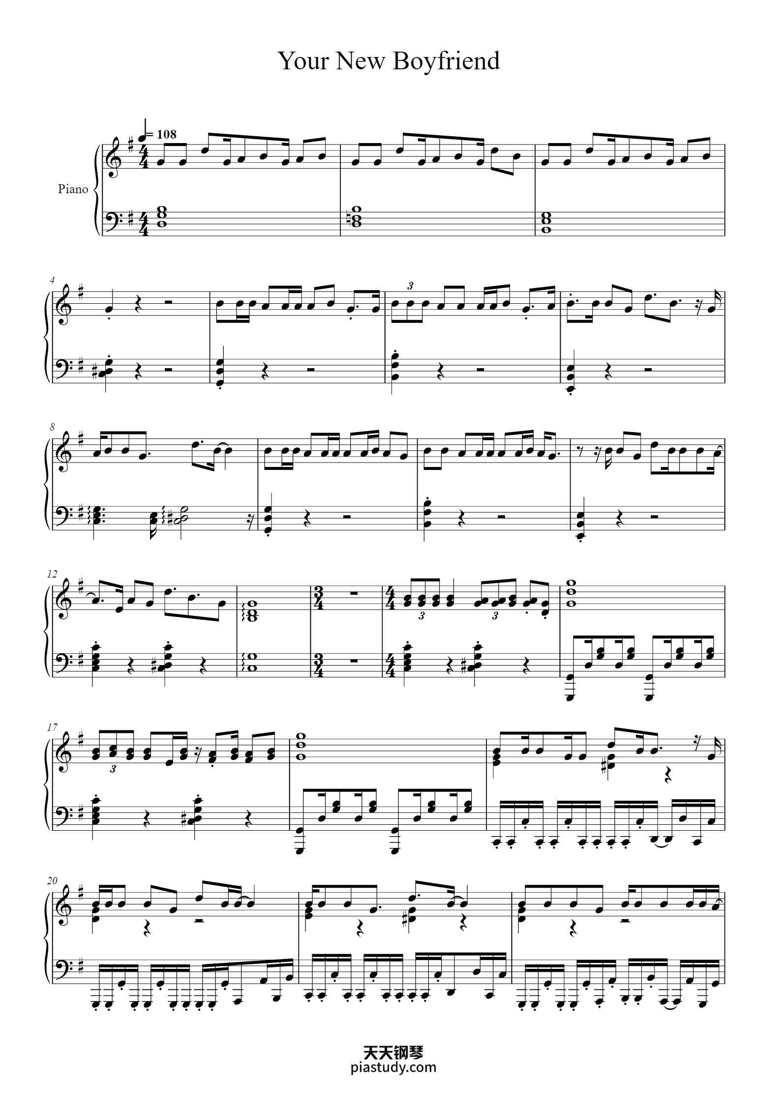 Your New Boyfriend Piano