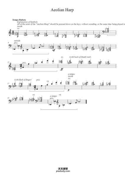 “Aeolian Harp”钢琴谱-Henry Cowell-免费下载-天天钢琴