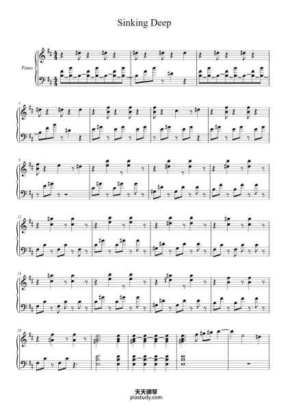 “Sinking Deep”钢琴谱-Hillsong Young & Free-免费下载-天天钢琴