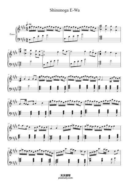 “Shinunoga E-Wa”钢琴谱-arr. by sook-免费下载-天天钢琴