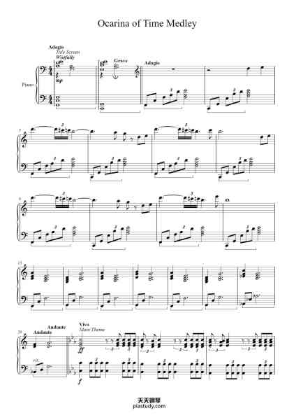 “Ocarina of Time Medley”钢琴谱-arr. Eileen Snyder-免费下载-天天钢琴