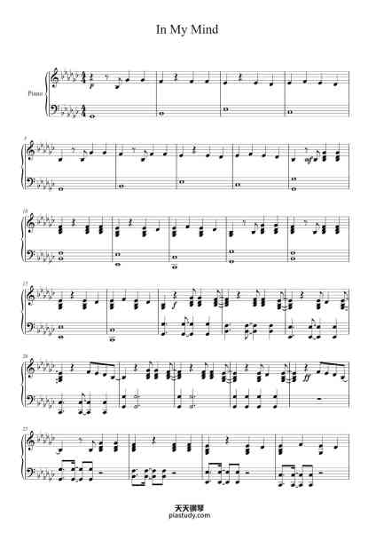 “In My Mind”钢琴谱-Yaletim Hedwild-免费下载-天天钢琴