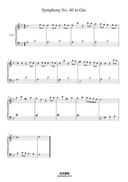 “Molto allegro - Symphony No. 40 in Gm”钢琴谱-Wolfgang Amadeus Mozart-免费下载-天天钢琴