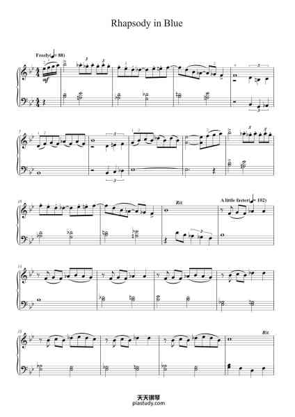 “Rhapsody in Blue”钢琴谱-By GEORGE GERSHWIN-免费下载-天天钢琴