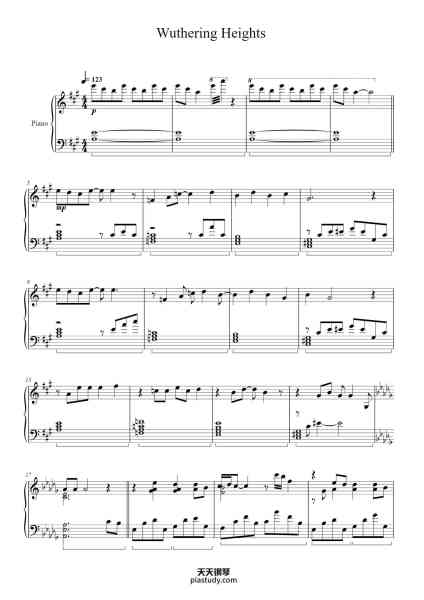“Wuthering Heights”钢琴谱-Words & Music by Kate Bush-免费下载-天天钢琴