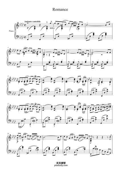 “Romance for Piano in F Minor, Op. 5”钢琴谱-Pyotr Ilyich Tchaikovsky
(1840-93)
-免费下载-天天钢琴