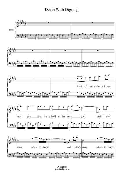 “Death With Dignity”钢琴谱-Sufjan Stevens-免费下载-天天钢琴