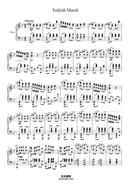 “Turkish March”钢琴谱-Ludwig van Beethoven-免费下载-天天钢琴