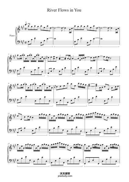 “River Flows in You”钢琴谱-Arranged by Darwin Jian-免费下载-天天钢琴