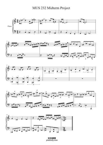 “MUS 232 Midterm Project”钢琴谱-Lil' Twelve Tone-免费下载-天天钢琴