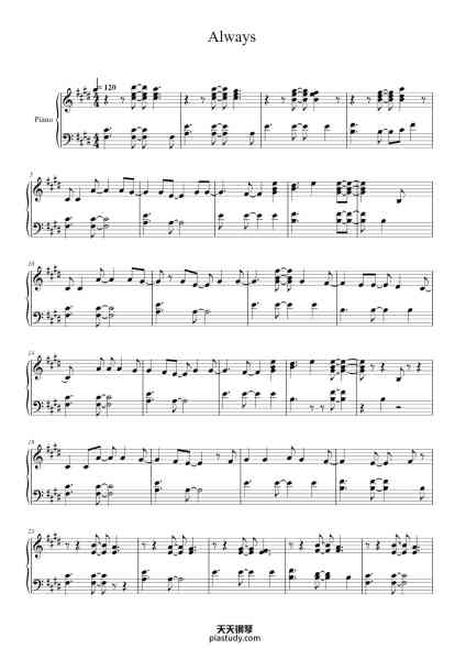 “Always”钢琴谱-Sheet by Alicia Noda-免费下载-天天钢琴